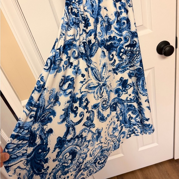 Lauren Ralph Lauren Blue White Toile Print Dress Sz 8 Garden Party Wedding - Picture 4 of 6